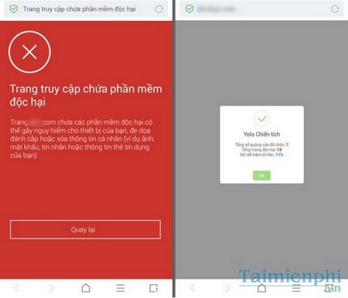 Yolo mini - Trình duyệt web tự chặn mã độc trên điện thoại