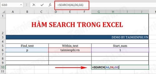 Hàm Search, cách sử dụng hàm Search trong Excel