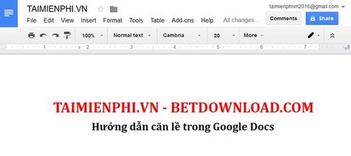 Hướng dẫn căn lề trên Google Docs