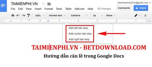 Hướng dẫn căn lề trên Google Docs