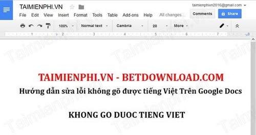 Sửa lỗi không gõ được tiếng Việt trên Google Docs