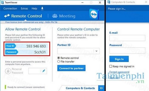 ket noi may tinh bang teamviewer 9 tren pc
