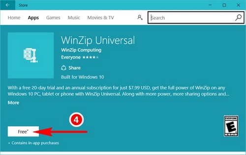 Sử dụng WinZip trên Windows 10