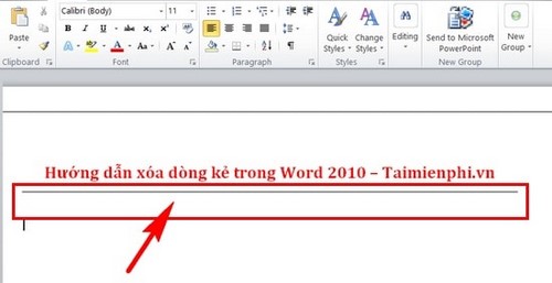 Xóa dòng kẻ ngang trong Word 2010