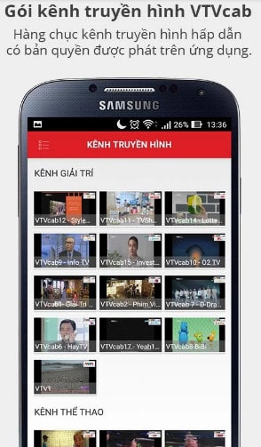 ung dung xem tv android, xem tivi android