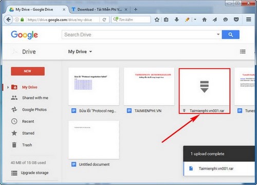 Cách tải file lên Google Drive, upload dữ liệu trên Google Drive
