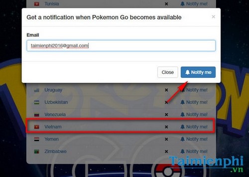 Cách nhận thông báo thời điểm phát hành Pokemon Go tại Việt Nam