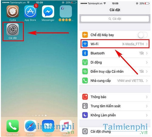 quen mang wifi da ket noi tren iphone