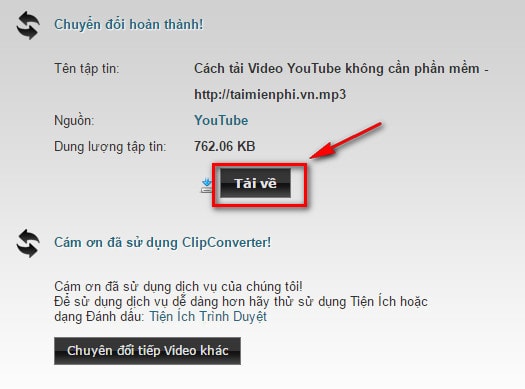 Tải nhạc Mp3 từ YouTube bằng ClipConverter.cc, tải được cả video