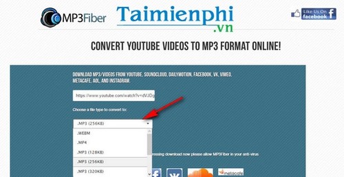 Tải video, nhạc YouTube bằng Mp3fiber