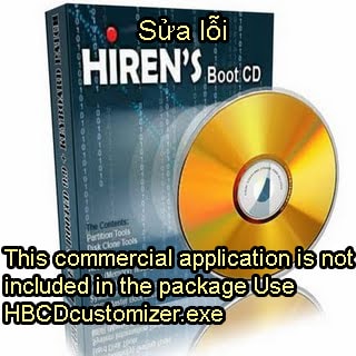 Sửa lỗi This commercial application is not included in the package Use HBCDcustomizer.exe