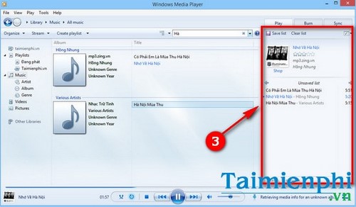 Khôi phục, hiển thị danh sách nhạc trong Windows Media Player