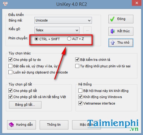 phim tat de bat tat go tieng viet tren unikey va vietkey