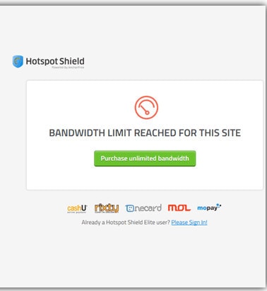 Sửa lỗi Bandwidth Limit Reached for this Site trong Hotspot Shield