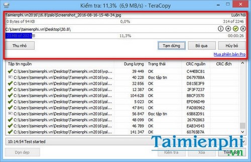 Tắt tự động kiểm tra dữ liệu sau khi sao chép trên TeraCopy