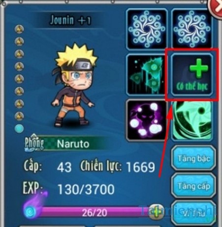 Cách tăng cấp bậc Ninja trong Naruto Đại chiến mobile