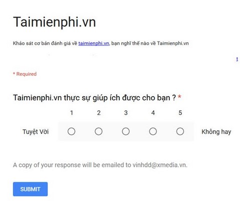 Lựa chọn hình thức trả lời trong Google Forms