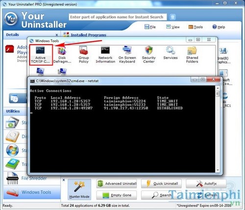 Sử dụng nhanh các công cụ Windows bằng Your Uninstaller