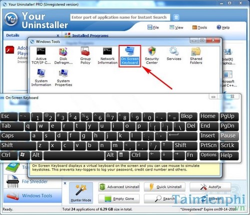 Sử dụng nhanh các công cụ Windows bằng Your Uninstaller