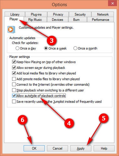 Cách tắt thanh điều khiển trên Windows Media Player khi phát video