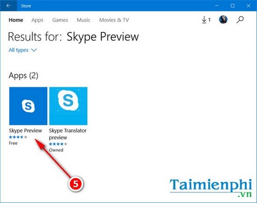 bật Skype Preview trên windows 10