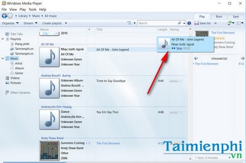 Nghe nhanh bài hát, tự động preview bài hát trên Windows Media Player