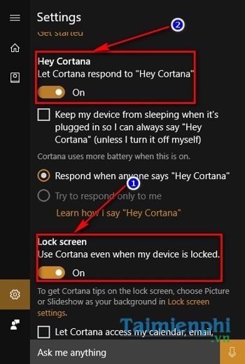 Bật Cortana trên màn hình khóa Windows 10 Anniversary
