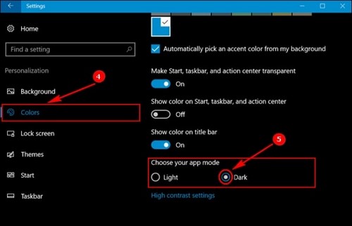 Cách chỉnh theme tối cho Windows 10