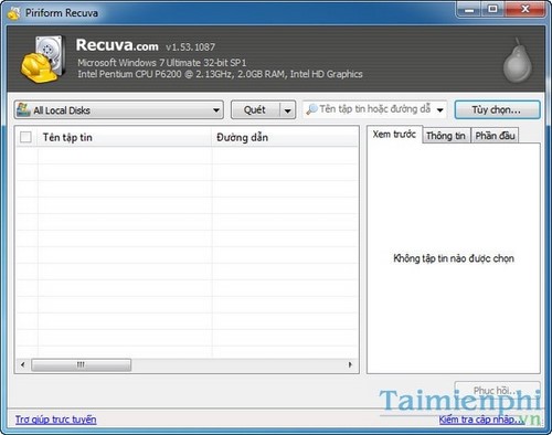 Cài đặt ngôn ngữ tiếng Việt trên phần mềm Recuva