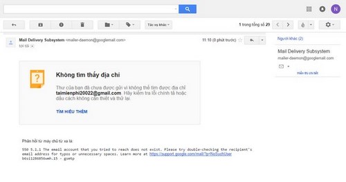 gmail khong gui duoc tin nhan