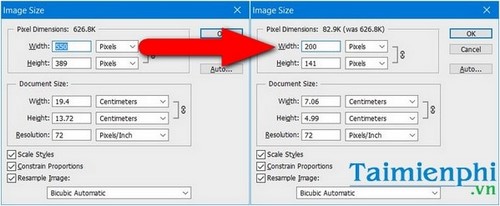 how to change size in photoshop