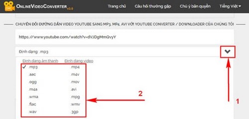 Chuyển Youtube sang mp3 online bằng Video Converter