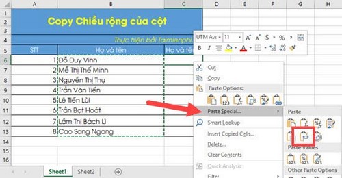 su dung paste trong excel