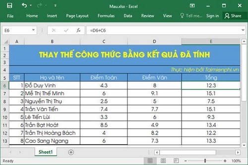 Nhấn vào ảnh để phóng to su dung paste trong excel