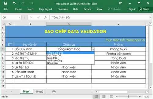 su dung paste trong excel