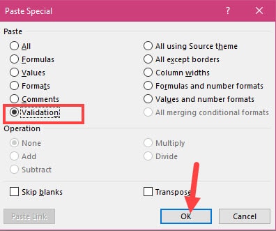 su dung paste trong excel