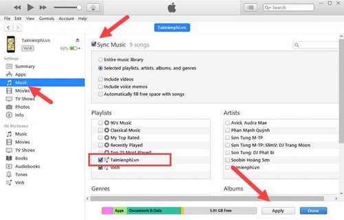 Cách copy video, phim, chép nhạc vào iPhone, iPad bằng iTunes trên máy tính
