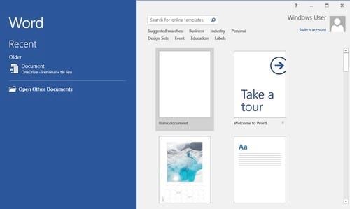 Loại bỏ giao diện Start trên Word 2016, khởi động Word 2016 nhanh chóng