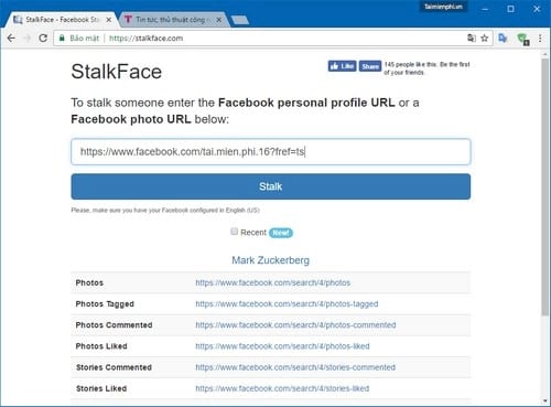 Tổng hợp thông tin người dùng Facebook với Stalk Face và Stalk Scan