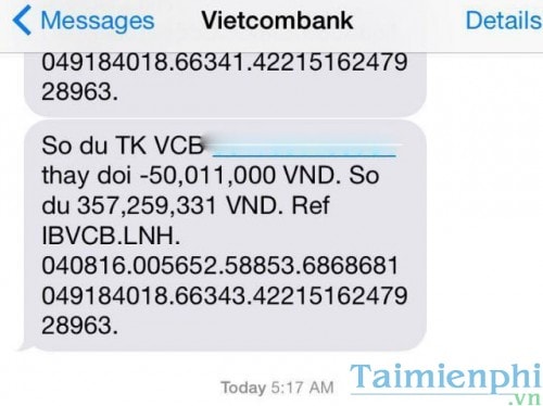 huy dang ky sms b@nking vietcombank
