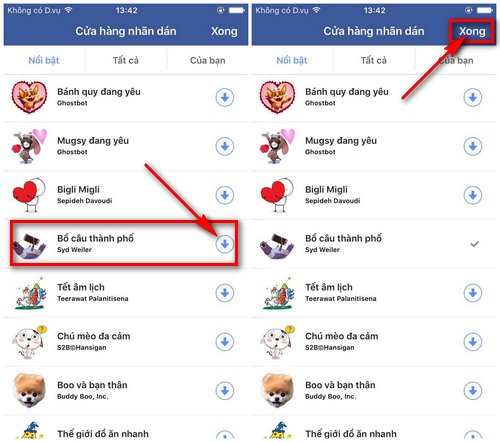 Cách tải sticker chim màu tím trên Facebook và Messenger