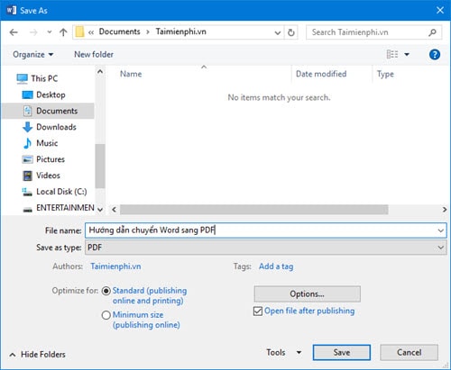 Cách chuyển file Word sang PDF trên Word 2016