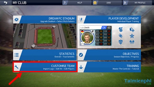 Tùy biến cầu thủ trong Dream League Soccer, đổi áo đấu, logo của đội bóng
