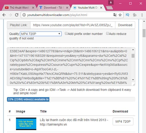 Cách tải playlist video trên Youtube về máy tính, laptop