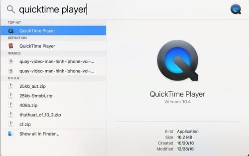 Quay màn hình Macbook với Quicktime Player