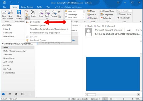 dung thunderbird chan nguoi gui thong bao email lam phien trong outlook 6