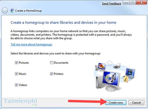 Kết nối mạng HomeGroup, mạng gia đình trong Windows 7