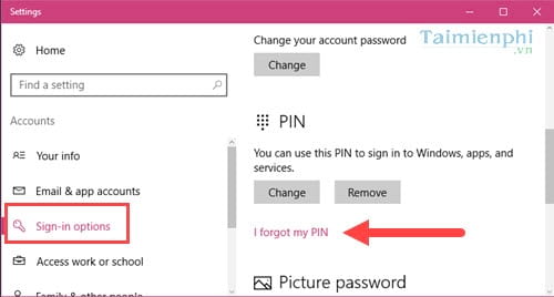 Cách Reset mã PIN tài khoản trên Windows 10