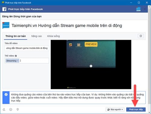 Cách Stream Game Mobile lên Facebook bằng Bluestacks