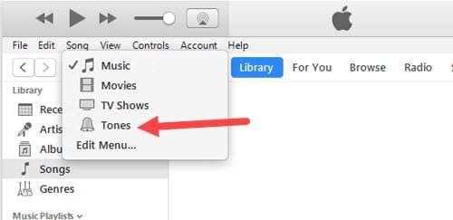 Sửa lỗi không thấy mục nhạc chuông Tones trên iTunes khi làm nhạc chuông iPhone